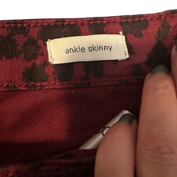 Sanctuary Dark Pink & Black Leopard Animal Print Ankle Skinny Jeans Women Sz 8 - Picture 10 of 13